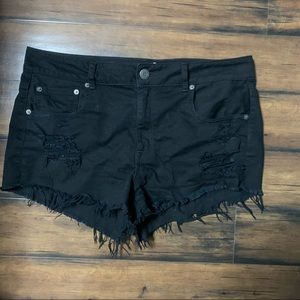 American Eagle Black Distressed Jean Shorts